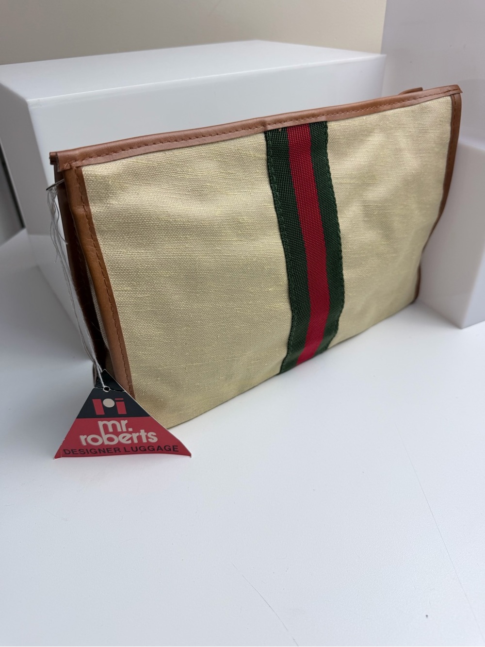 Mr. Roberts Vintage NWT Stripe Designer Luggage Toiletry Pouch Bag